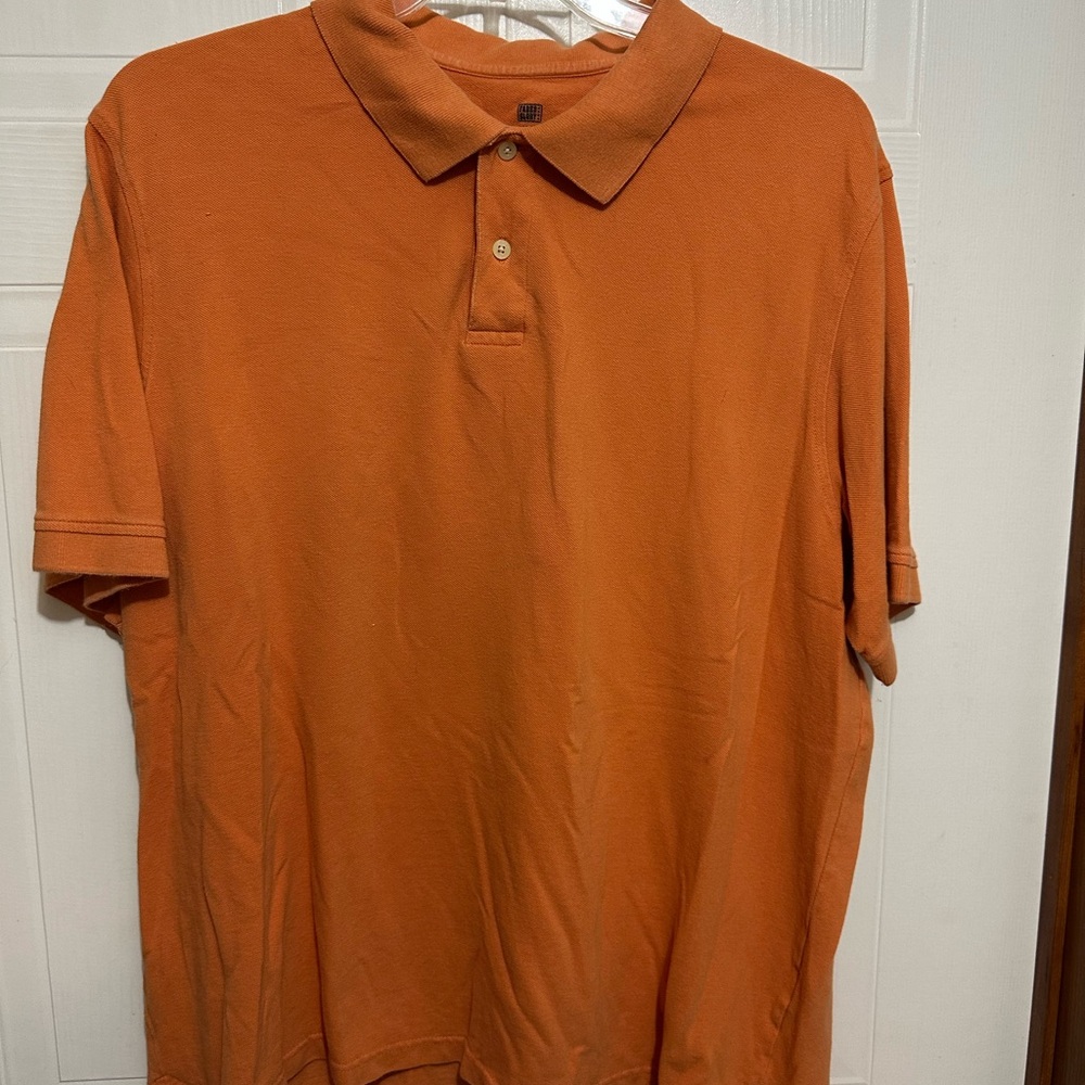 Faded Glory Orange Polo Shirt Short Sleeve Knit